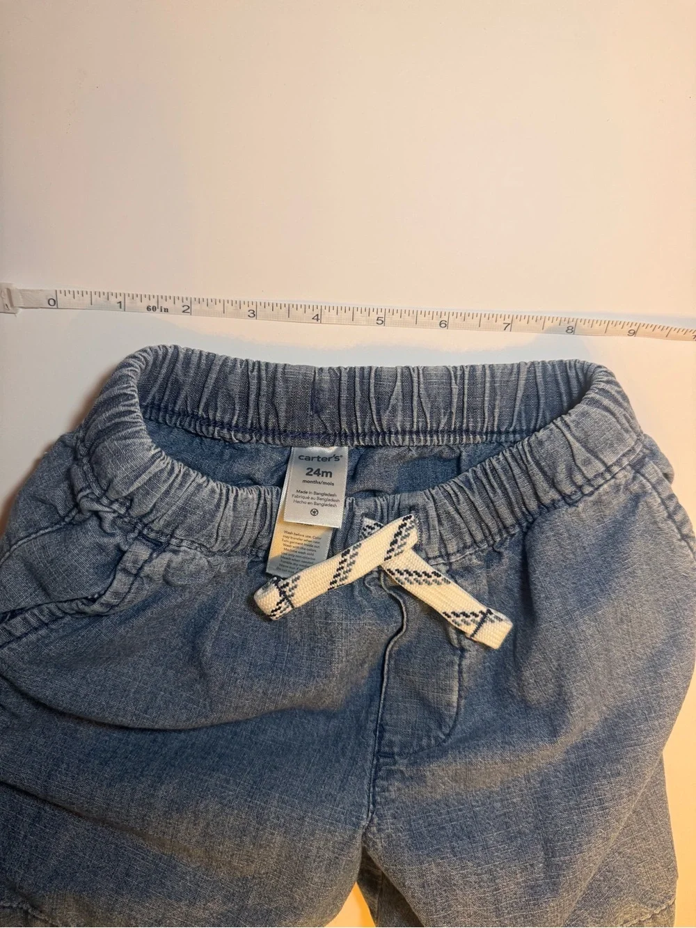Carter’s Baby Boy 24M Chambray Blue Pull-On Shorts Drawstring